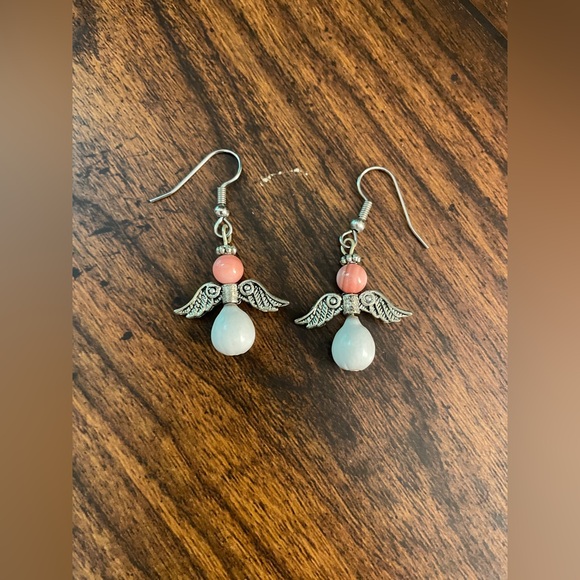 Jewelry - Silver Plated Beaded Guardian Angel Earrings